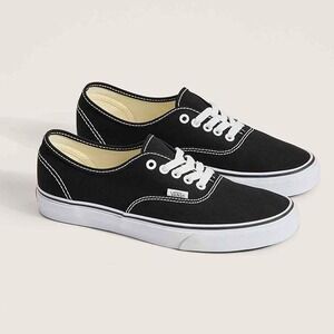 Vans Womens Authentic Low Top Sneakers Black White Canvas Skate Shoes Size 6.5